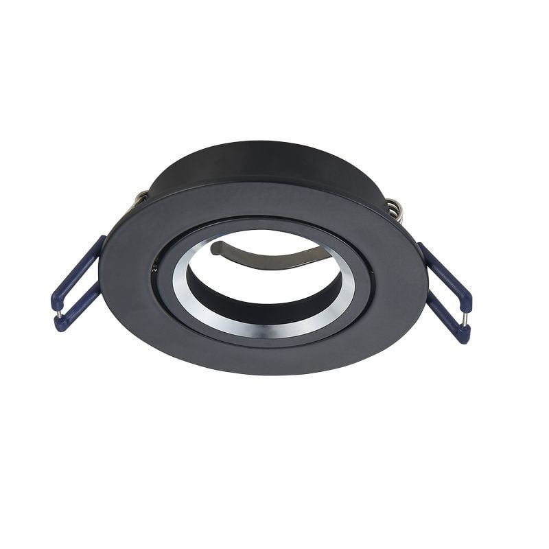 GU10 Armatuur zwart Eos - Luxe Design - Mat Zwart - Zilveren Ring - Kantelbaar - Outledtl.nl